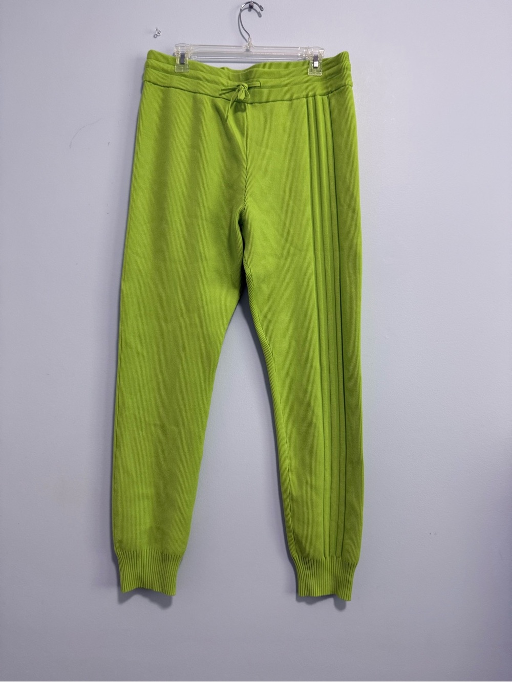 Adidas x Ivy Park Women Ribbed Knit Jogger Pants L Solar Slime Green NWT HC5970